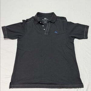 Men’s Tommy Bahama Black Polo with Blue Embroidered Fish Logo
